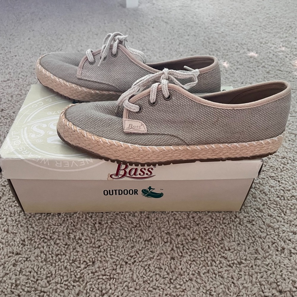 Vintage BASS Lito Canvas Hemp Espadrille Shoes Wheat Womens 8 Preppy Coastal